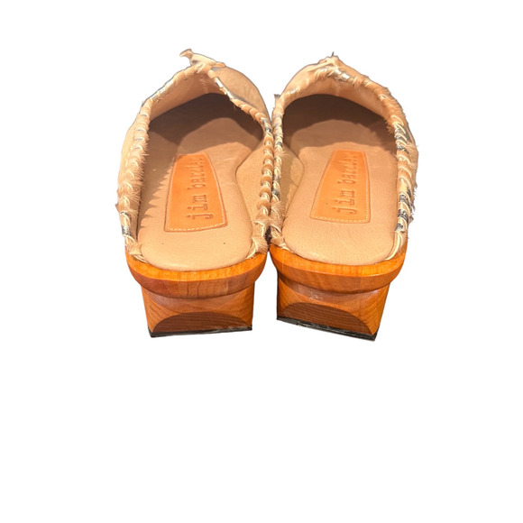 Jim Barnier Wooden Heel Clog Platform Sandals Mustang Silver Leather Size 6 New - Picture 6 of 7